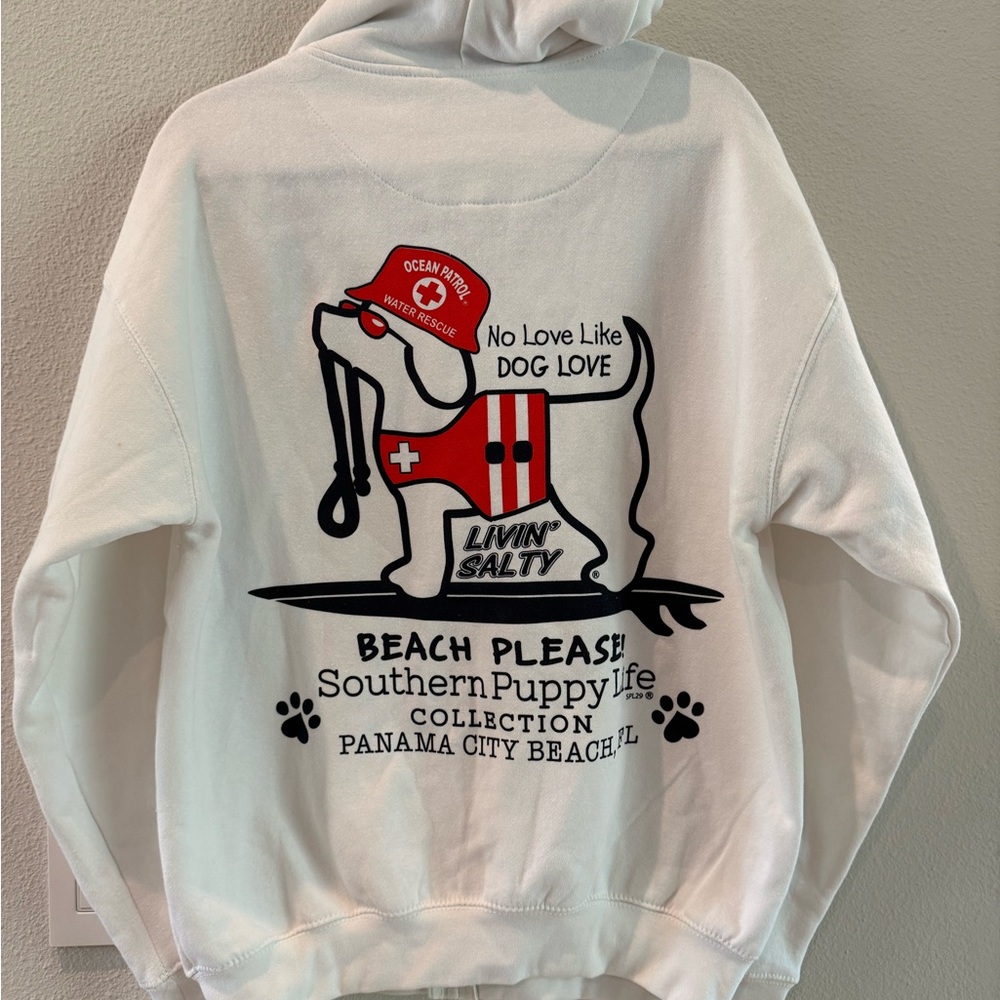 DOG LOVE! White and Red H8man Hoodie with Playful Graphic Design